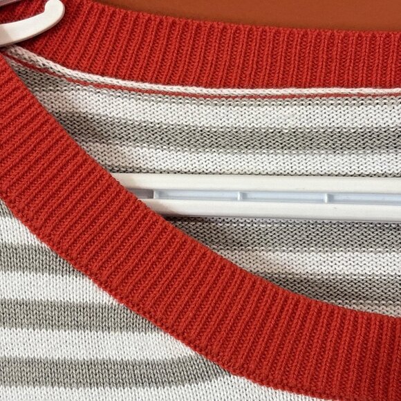 Dokotoo Sweater White Gray Stripe Orange Trim Preppy Classic Long Sleeve 2XL NWT - Picture 6 of 11